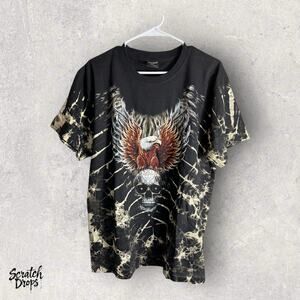 Vintage Y2K Survivors Eagle Skull Tie Dye T-Shirt Size L Deadstock Made in USA